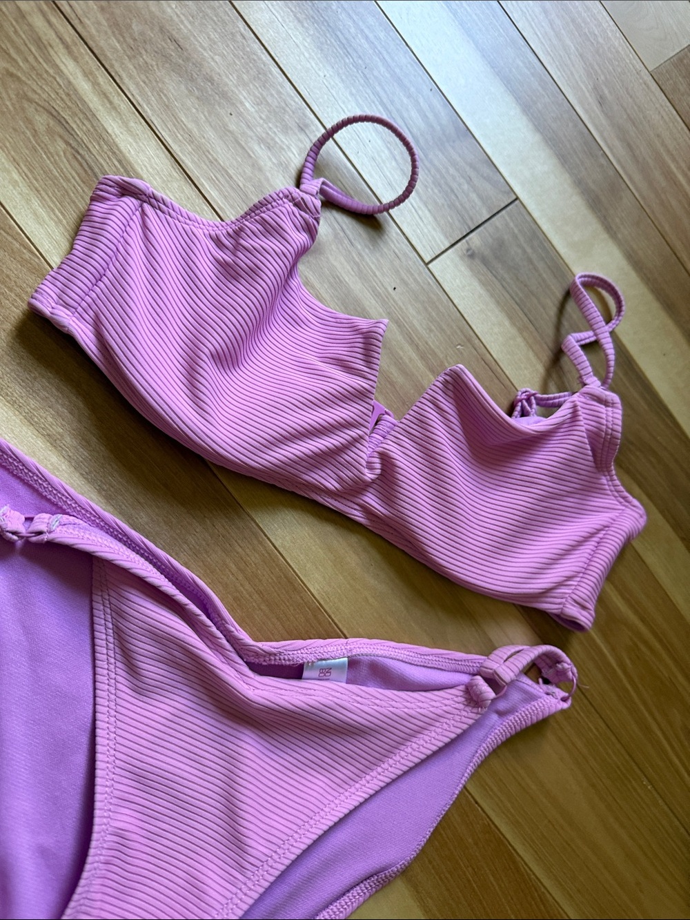 Purple Ribbed Two-Piece Bikini Set - Picture 3 of 4